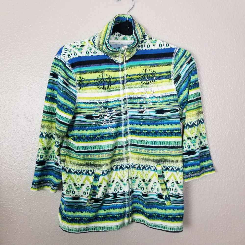 Onque Casuals Embellished Zip Front Jacket S